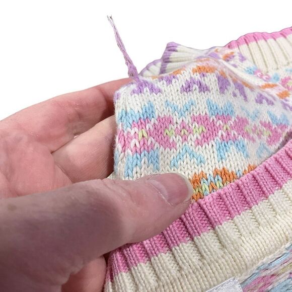 80s Hanna Andersson Pastel Fair Isle Knit Sweater Retro Winter Ski Lodge S - Picture 9 of 9